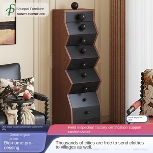 Moderno Mobile Contenitore a Cinque Cassetti in Legno Massello, Pietra e Acciaio Inossidabile con Garanzia di 1 Anno per Soggiorno - Product Image 2