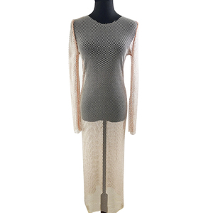 Vestido largo femenino de verano con cristales brillantes, traje ceñido informal con diamantes de imitación para mujer adulta, venta al por mayor, V094 - Product Image 4