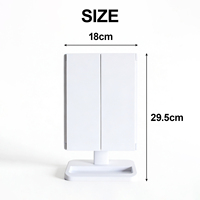 Miroir de maquillage LED pliable à trois côtés rotatif 1X/2X/3X avec base de rangement, miroir de bureau éclairant
