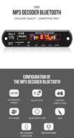VIRE Module de lecteur MP3 sans fil mains libres pour voiture Carte de décodeur MP3 USB Bluetooth avec télécommande