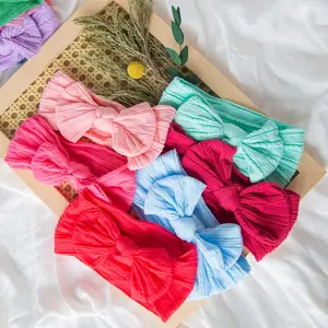 Fit All Baby Hair Accessories Large Bow Soft Elastic Various Color Baby Headbands Nylon Headband Baby Hairbands For Girls