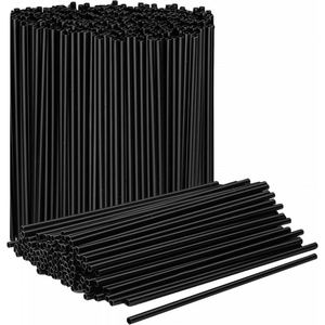 Pajitas Desechables de Plástico Ecológicas de Grado Alimenticio con Logotipo Personalizado Impreso en Blanco y Negro para Fiestas - Product Image 1