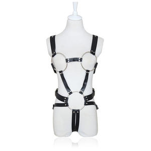 Corset à anneaux en fer, <span class=keywords><strong>poitrine</strong></span> <span class=keywords><strong>nue</strong></span>, body sexy à trois points, harnais de bondage, jouets sexuels BDSM - Product Image 6