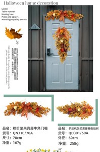Festival de otoño Leaf Pampas Grass Swag Artificial Fall Grass and Grain Harvest Swag para la decoración de la puerta delantera de Acción de Gracias - Product Image 6