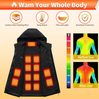 Veste chauffante rechargeable pour homme, 15 zones, 3 niveaux de température, manteau chauffant pour l'hiver, pour les activités de plein air en hiver