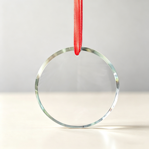 Ornement suspendu en verre cristal ovale à simple couche avec motif gravé en 3D pour la décoration de Noël, de la maison, des fêtes, de l'arbre et comme cadeau - Product Image 1