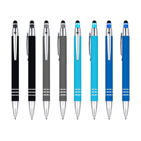 Stylo publicitaire personnalisé BKS Sports avec logo, toucher doux, encre noire métallique 1,0 mm, gravure laser, stylo cadeau original