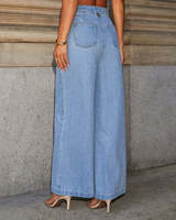 Ensembles Deux Pièces Chic Gilet Femme en Jean Simple Boutonnage + Jean Large Décontracté Ample Pantalon Y2K 2025 Ensembles Assortis