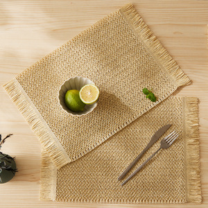 Natural Woven <b>Paper</b> Placemats Heat Insulating Round Solid Color Decorative Mats For Table Setting - Product Image 3