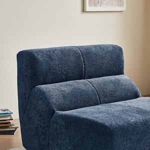 Ensemble de canapés modernes en velours bleu hautement compressé, modulaire sans accoudoirs, gain de place, pour villa, appartement, chambre à coucher, chambre d'amis - Product Image 3