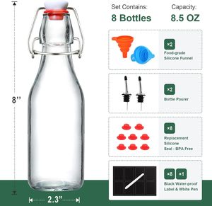 Botellas de Vidrio Herméticas con Tapa Abatible para Elaboración de Cerveza y Fermentación de Kombucha con 2 Vertedores - Product Image 3