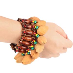Bracelet artisanal en coquille de noix, style tribal africain, cloche de tambour, cloche à main, djembé, conga, tambourin, bracelet - Product Image 4
