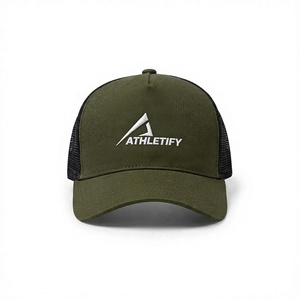 Gorra de Béisbol Trucker ATHLETIFY con Logotipo, de Alta Calidad, Deportiva, Casual, para Hombre y Mujer, Diseño Personalizado en Verde Oliva, 5 Paneles, Malla Ajustable - Product Image 1