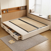 Cadre de lit plateforme moderne à profil bas avec rangement intégré en option, ensemble de chambre à coucher luxueux et élégant qui économise de l'espace