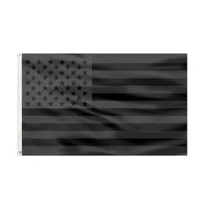 3x5ft Polyester Custom Hoge Kwaliteit Alle Zwarte Amerikaanse Vlag Amerikaanse Zwarte Vlag