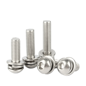 18-8 viti Sems in acciaio inossidabile M4 X 8mm blocco a molla rondella e Lavatrici semplice Hexa presa <span class=keywords><strong>testa</strong></span> a bottone tre viti combinate - Product Image 4