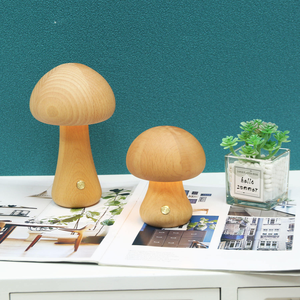 Lampade da tavolo in legno dimmerabili in stile europeo unico a batteria paralumi decorativi a fungo per matrimoni di hotel di ristoranti - Product Image 3