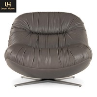 Tabouret ottoman rond en cuir blanc et cuivre laqué, design italien moderne, pour la maison