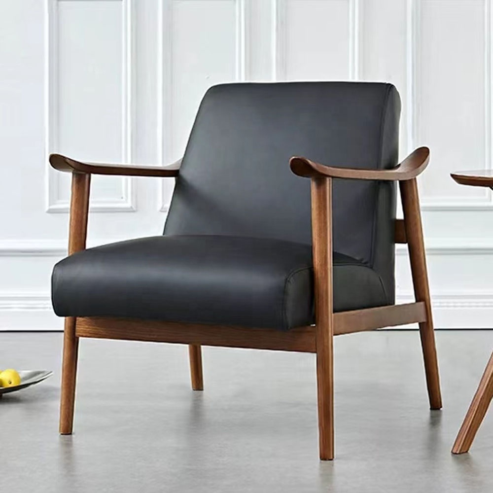 Luxury Leather Dining Chair Living Room Upholstery Arm Chair Dining Wholesale with wood Legs