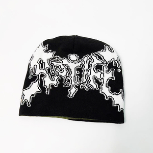 Bonnet tricoté en jacquard acrylique personnalisé Streetwear <span class=keywords><strong>syna</strong></span> hommes casquette tête de mort noire sports du monde chapeaux de ski hiver chaud y2k bonnet de course - Product Image 2