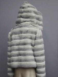 Abrigo de piel de <span class=keywords><strong>Chinchilla</strong></span> Rex de estilo ruso, abrigo de piel de invierno de Color teñido, abrigo de piel cálido para mujer - Product Image 6