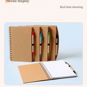 Nouveau bloc-notes en papier kraft à spirale, papeterie créative avec stylo, règle et bord incurvé, bloc-notes promotionnel - Product Image 2