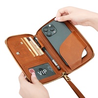 Sac de voyage multifonctionnel à fermeture éclair pour passeport Nouveau sac de documents long à blocage RFID avec portefeuille de rangement pour billets
