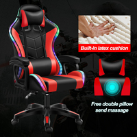 Игровой компьютерный стул из искусственной кожи, игровой массажный гоночный игровой стул с подсветкой и динамиками
