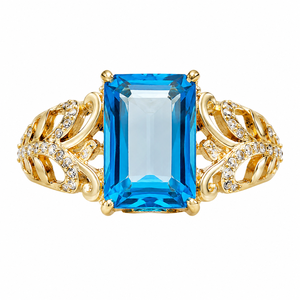 Anello con Design a Piuma di Pavone, Anello Statement alla Moda per Donne, Stile Blu, Accessorio Aperto per Dito, Regalo Elegante - Product Image 1