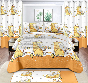 Juego de Ropa de Cama <span class=keywords><strong>Infantil</strong></span> de 7 Piezas con Sábana Ajustable, Alfombra, Cortinas, Tamaño Individual, Patrones de Animales, Juego de Ropa de Cama Suave para Niños - Product Image 6