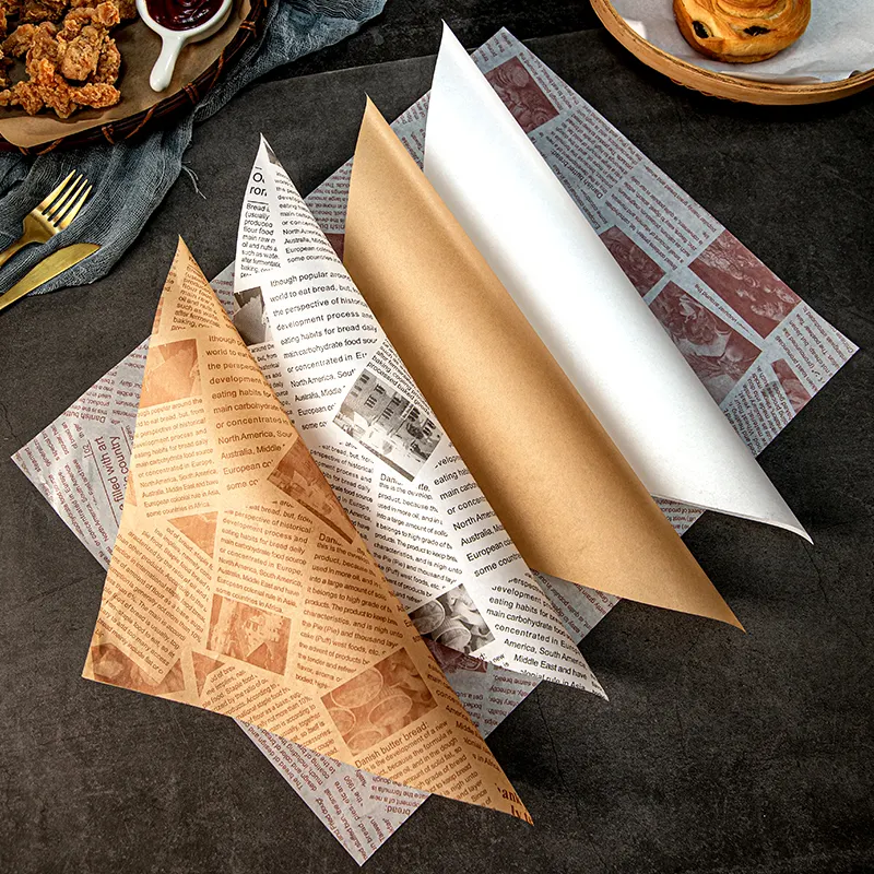Kertas Pembungkus Pembungkus Makanan Aman Bungkus Sandwich Mentega Kue Perkamen Dapat Digunakan Kembali Tahan Minyak Burger Kraft Kustom
