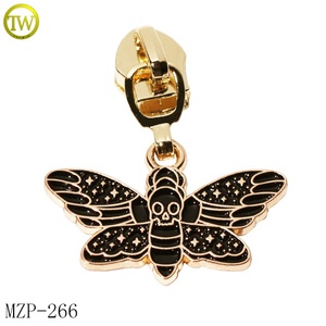Logotipo personalizado hecho a mano Zip Slider Butterfly Pulls Auto-Lock Metal Zipper Tag para carteras Bolsos Prendas de vestir Botas - Product Image 1