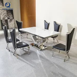 Tavolo e sedie in marmo sintetico per mobili da soggiorno