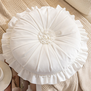 <strong>Velvet</strong> 13.8 Inch Decorative Floor <strong>Pillows</strong> Small Pumpkin <strong>Throw</strong> Round Cushion Cover - Product Image 4