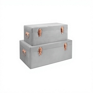 Boîtes de rangement en tissu empilables avec couvercle à charnière carré, design minimaliste, gris, 1 couche, 3-6L, durables, avec quincaillerie en fer couleur or rose - Product Image 1