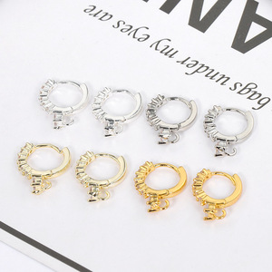 <b>Clip</b>-on Earrings Copper Alloy Micro Insert Round Women's Jewelry Accessories 18K Gold Plated 14K Gold Plated DIY Fashion - Product Image 1