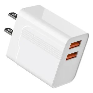 Adaptor pengisi daya iphone portabel USB 2.0, pengisi daya dinding ponsel Usb ganda 5v 2,1 A 10W