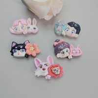Adornos Decorativos de Resina Kawaii, Figuras de Niños y Niñas con Máscara de Dibujos Animados, Cabujones Planos, Miniaturas