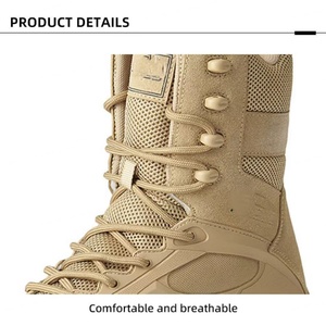 Botas Tácticas de Desierto Personalizables de Cuero y Goma Color Caqui/Negro para Entrenamiento al Aire Libre, Venta al Por Mayor Directa de Fábrica - Product Image 5