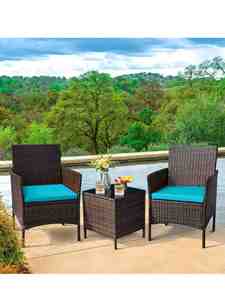 Ensemble de mobilier d'extérieur 3 pièces pour patio et jardin Ensemble de <span class=keywords><strong>table</strong></span> et chaises d'extérieur avec cadre en métal tissé en osier PE Vente directe - Product Image 6