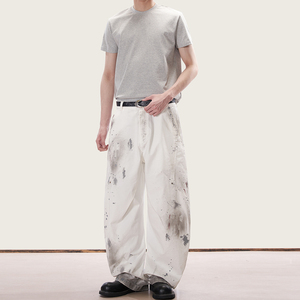 Pantalones Cargo de Lona Rectos Blancos para Hombre, Corte Ajustado, 100% Algodón, Estilo Casual, Directo de Fábrica, Ligeros - Product Image 1