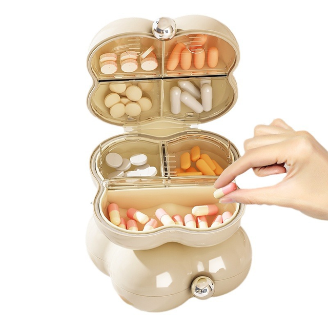 Portable Mini 7-Day Pill Organizer Plastic PP Medicine Storage Box with Square Shape for Travel for Makeup and Jewelry Storage