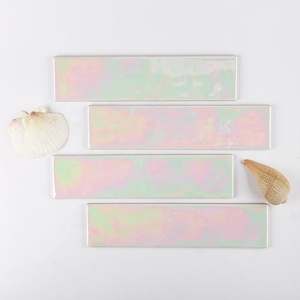 Azulejo de cerámica esmaltado con forma de pluma, cuadrado, Blanco iridiscente, para cocina, baño, ducha, pared, barato - Product Image 1