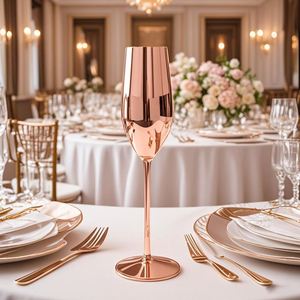 Vaso de cóctel personalizado con logotipo, vaso de bar largo y elegante, irrompible, de metal, acero inoxidable, con tallo, 220 ml, copas de vino, champán, flautas - Product Image 3