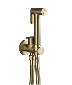 Gold Square Brass <strong>Bidet</strong> Shattaf Douche Spray Kit with Holder 1.2m Hose Shutoff - Product Image 3
