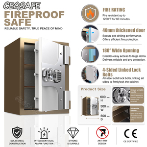 CEQSAFE Large Steel Office Home Secure Work Safe <b>Box</b> Fireproof with Electronic Digital <b>Lock</b> Fire Safe <b>Box</b> - Product Image 4
