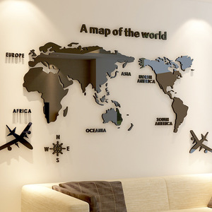 Adesivi Murali Creativi Personalizzati in Acrilico Impermeabile, Design 3D Stereoscopico della Mappa del <span class=keywords><strong>Mondo</strong></span> per Ufficio, Cultura Aziendale, Studio, Soggiorno - Product Image 3