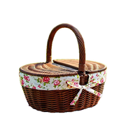 Panier en saule tressé sur mesure, fourni par l'usine, panier portable pour fruits et légumes avec couvercle, panier de transport isotherme en osier