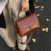 Tas Tangan Kulit PU Mewah Berkualitas Tinggi, Penjualan Laris, Grosir, Model Klasik Vintage, Tas Selempang Kecil, Tali Lebar Tunggal, Tutup Berengsel