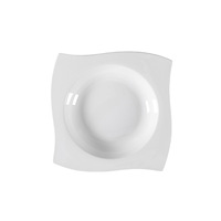 Service de vaisselle en porcelaine fine – Assiettes, bols et plats en céramique blanc uni à rebords profonds, compatibles micro-ondes, finition sous glaçure, personnalisation disponible